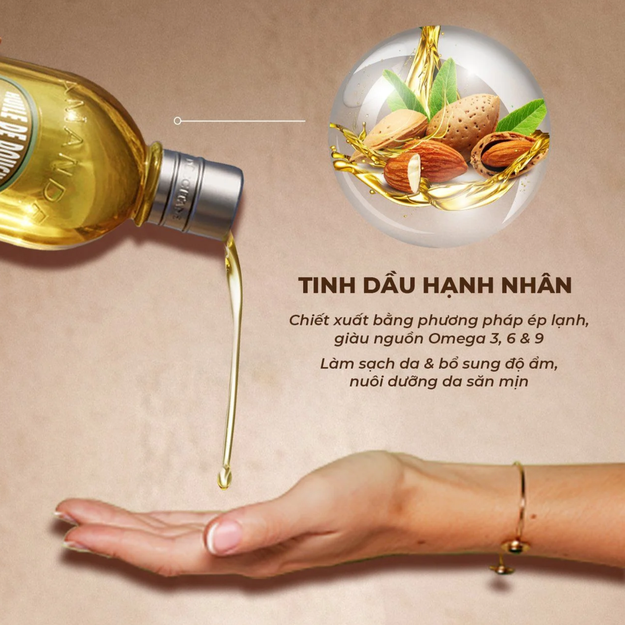 Sữa tắm Hạnh Nhân L'Occitane Almond Shower Oil 500ml (Dầu tắm)