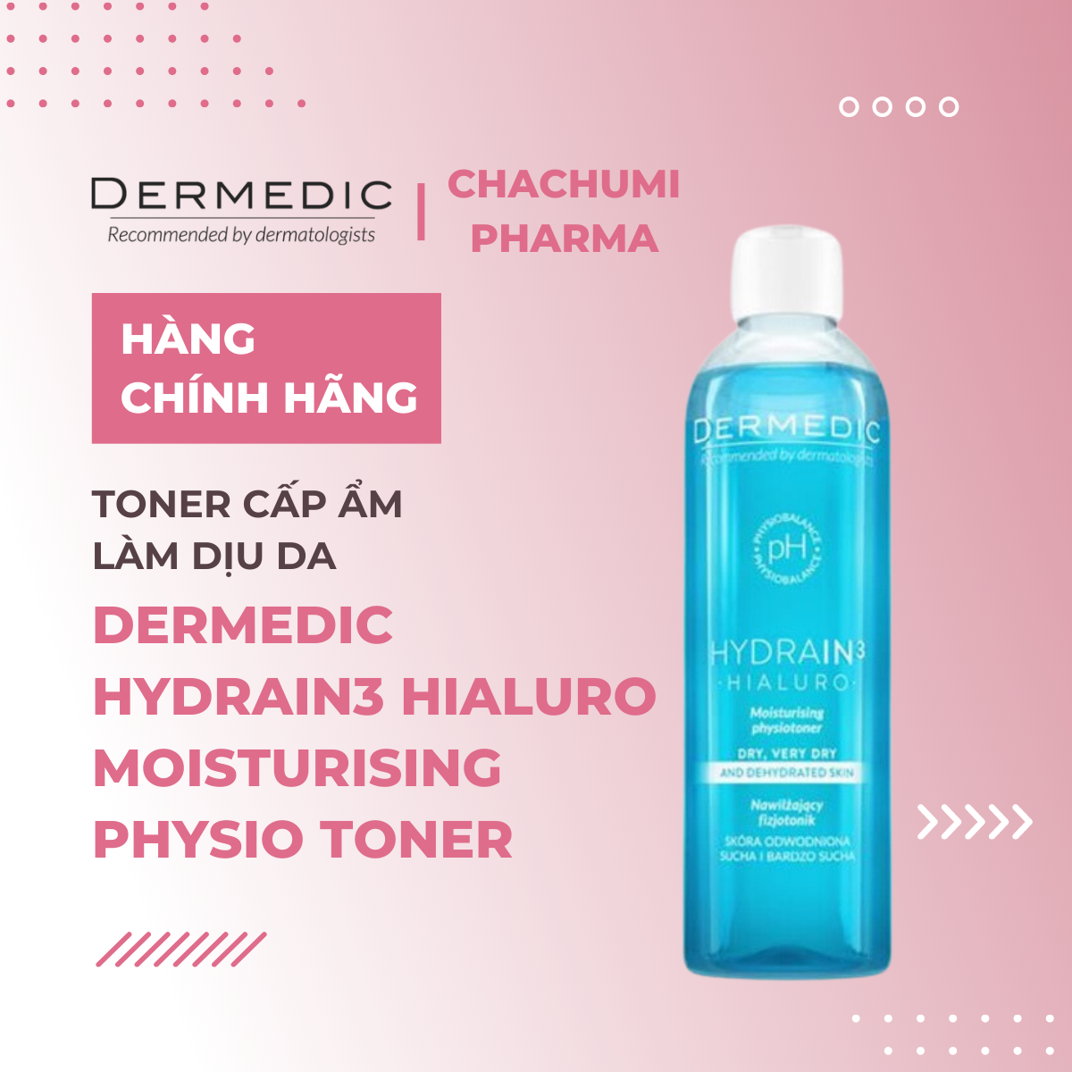 Dermedic HYDRAIN3 Hialuro Moisturising Physio Toner - Toner cấp ẩm làm dịu da