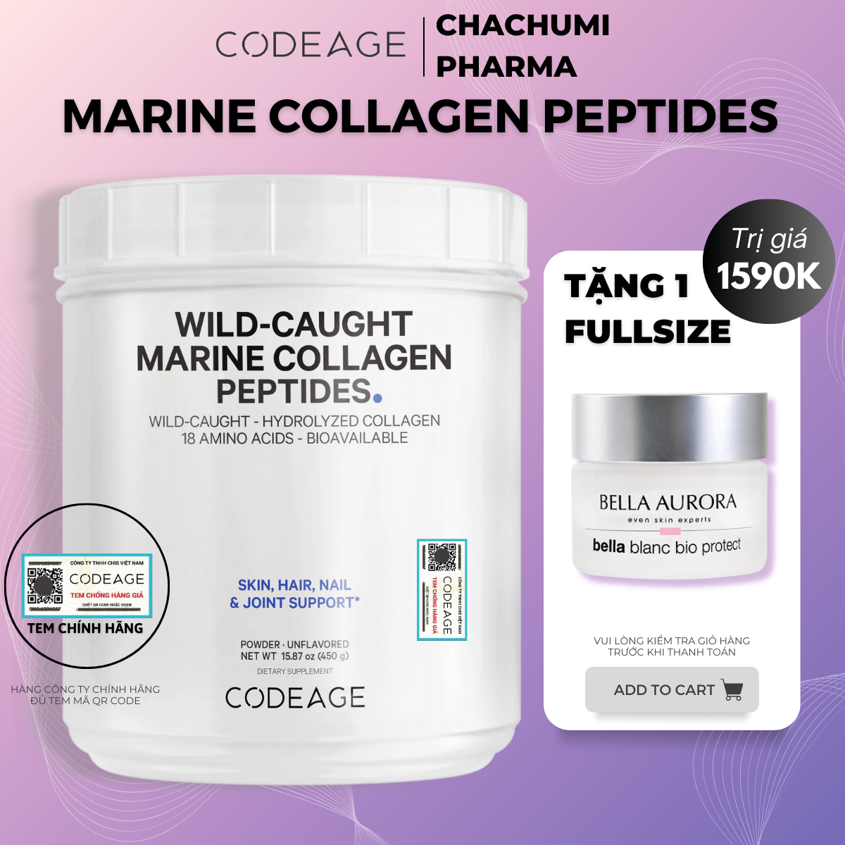 CODEAGE WILD CAUGHT MARINE COLLAGEN PEPTIDES POWDER