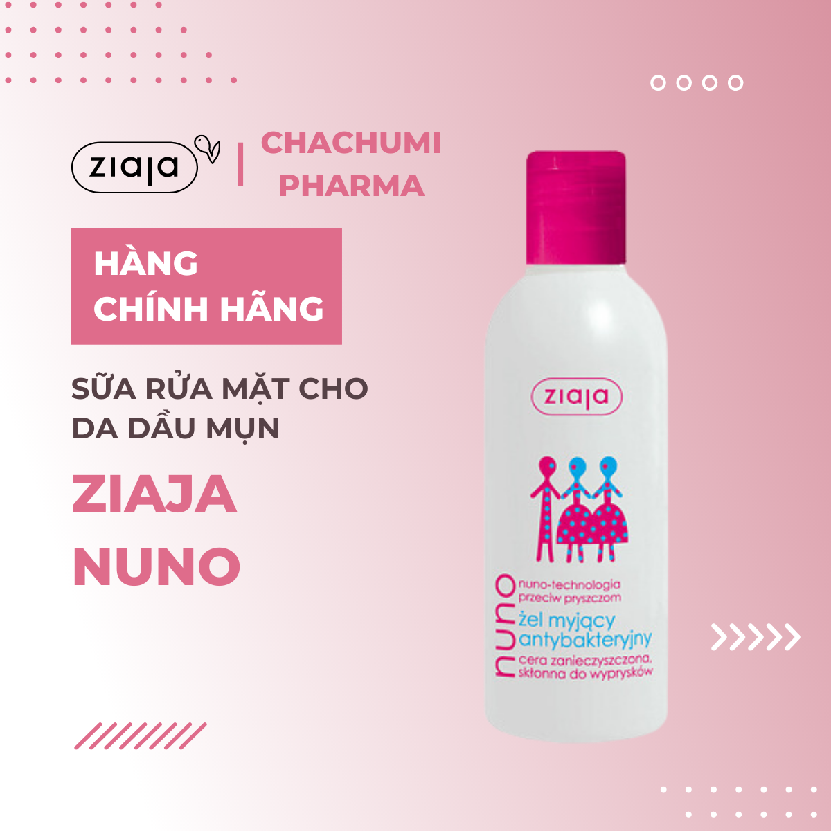 ZIAJA NUNO - Sữa rửa mặt cho da dầu mụn 200ml