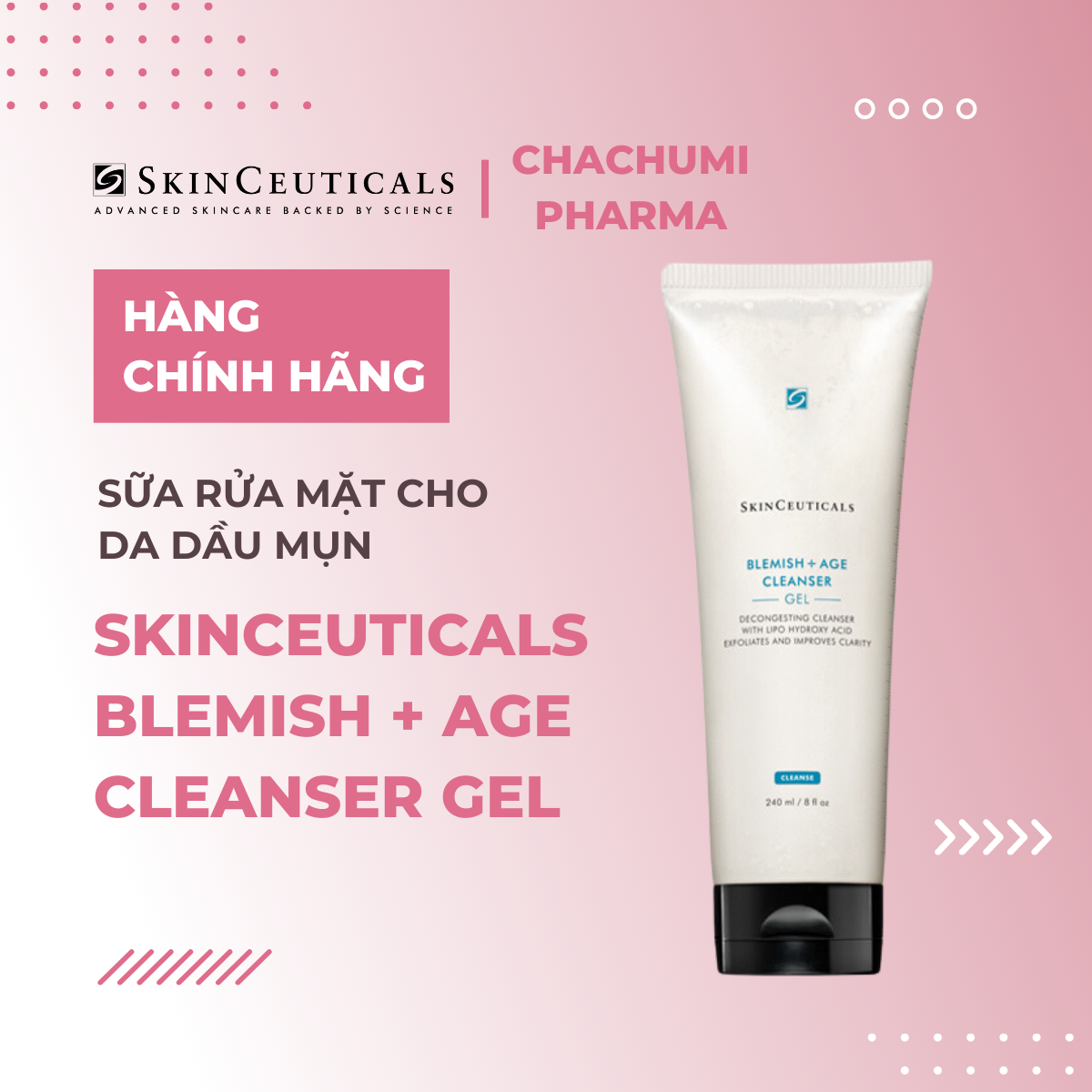 Skinceuticals Blemish + Age Cleanser Gel - Sữa Rửa Mặt Cho Da Dầu Mụn 240ml