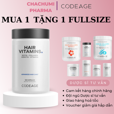 [MUA 1 TẶNG 1] Codeage Collagen - Glutathion - Vitamin C - Hair - Polyphenols - Magnesium