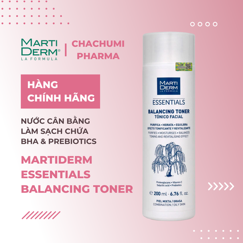 MartiDerm Essentials Balancing Toner - Nước Cân Bằng Làm Sạch Chứa BHA & Prebiotics 200ml