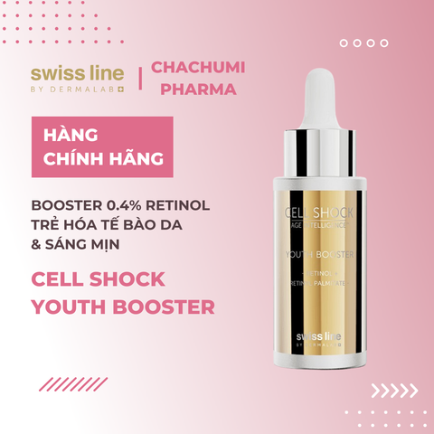 Swissline Cell Shock Age Intelligence Youth Booster Booster 0,4% Retinol - Trẻ hóa tâng sâu, làm cạn nếp nhăn, sáng mịn, thúc đẩy tăng sinh tế bào da mới.