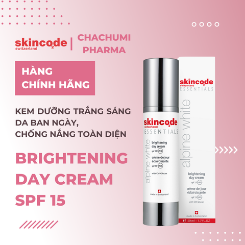 Skincode Brightening Day Cream SPF 15 - Kem dưỡng trắng sáng da ban ngày, chống nắng toàn diện chỉ số SPF15