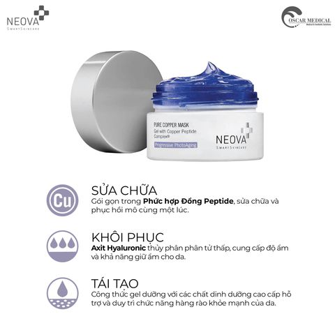 Neova Tri-Peptide Pure Copper Mask - Mặt Nạ Gel Làm Dịu, Giảm Khô Da