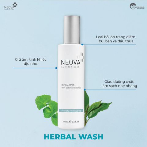 Neova Herbal Wash - Sữa rửa mặt dạng gel không chứa xà phòng cân bằng độ ẩm tự nhiên cho da nhạy cảm