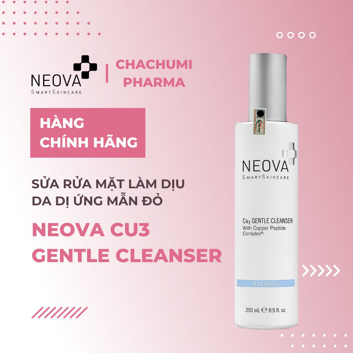 Neova Cu3 Gentle Cleanser - Sửa Rửa Mặt Làm Dịu Da Dị Ứng Mẫn Đỏ