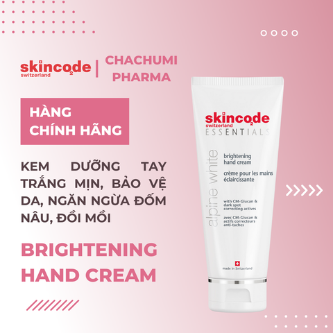 Skincode Brightening Hand Cream - Kem dưỡng tay làm trắng mịn và bảo vệ da, ngăn ngừa đốm nâu, đồi mồi