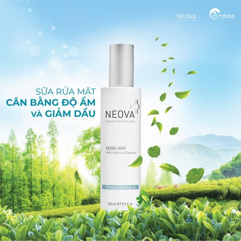 Neova Herbal Wash - Sữa rửa mặt dạng gel không chứa xà phòng cân bằng độ ẩm tự nhiên cho da nhạy cảm