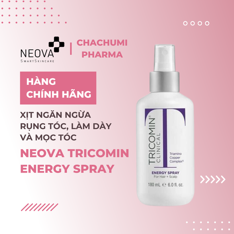 Neova Tricomin Energy Spray - Xịt Ngăn Ngừa Rụng Tóc, Làm Dày Và Mọc Tóc 180ml
