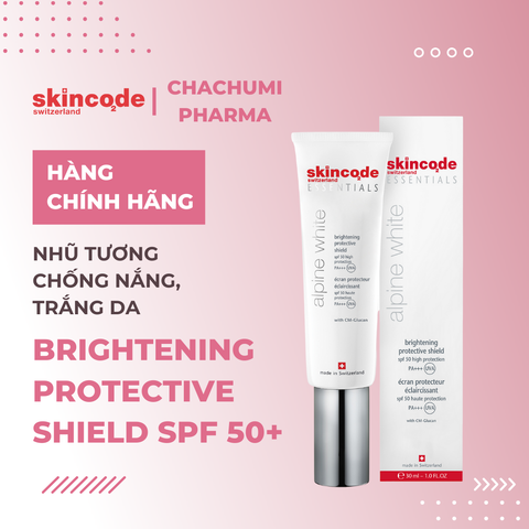 Skincode Brightening Protective Shield SPF 50+ - Nhũ tương chống nắng, trắng da và bảo vệ làn da hoàn hảo SPF 50/PA+++