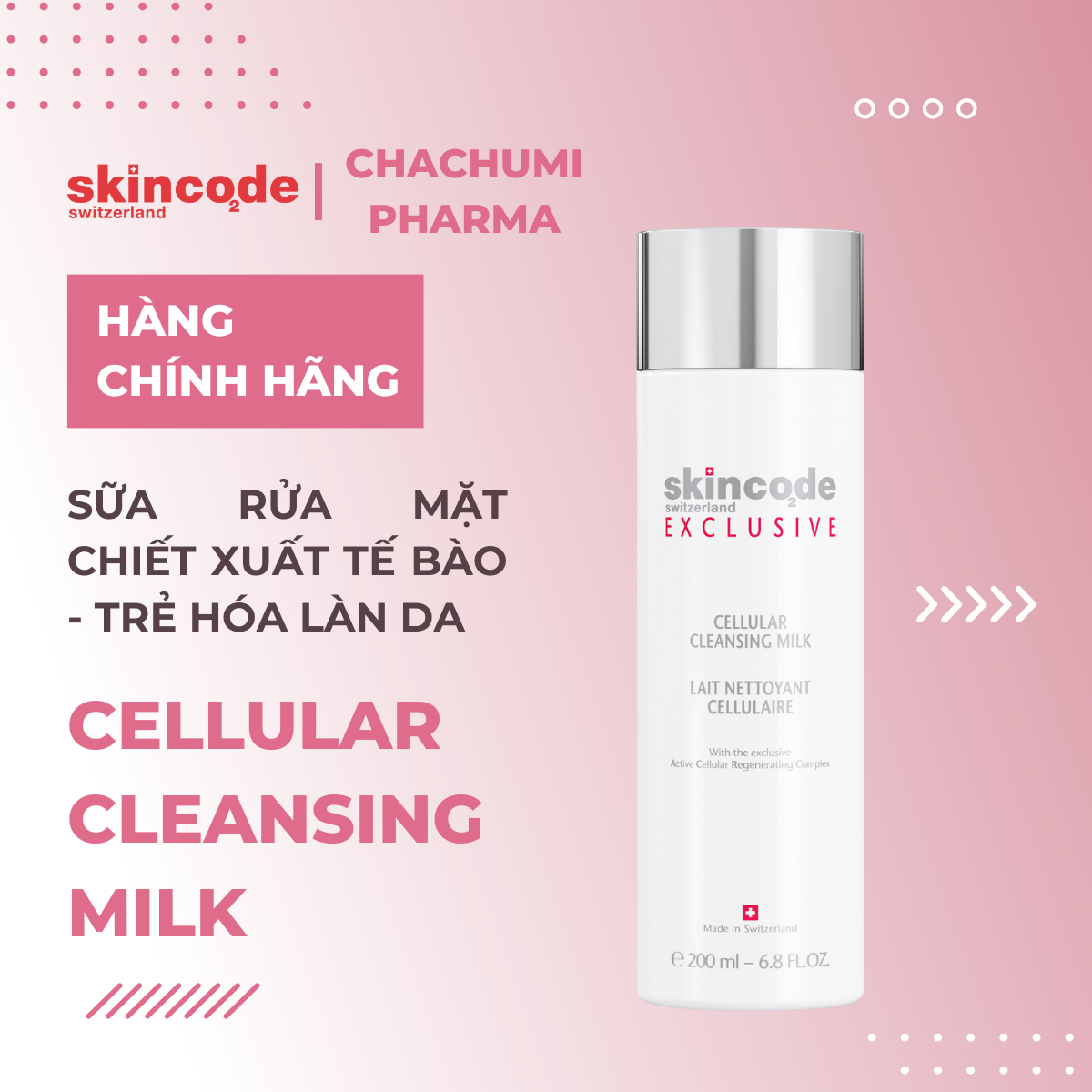 Skincode Cellular Cleansing Milk - Sữa rửa mặt chiết xuất tế bào - trẻ hóa làn da