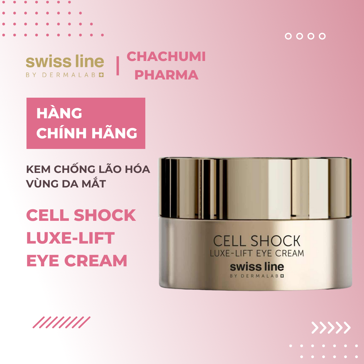 Swissline Cell Shock Luxe Lift Eye Cream - Kem mắt Collagen nâng cơ, chống lão hóa & đặc trị quầng thâm mãn tính