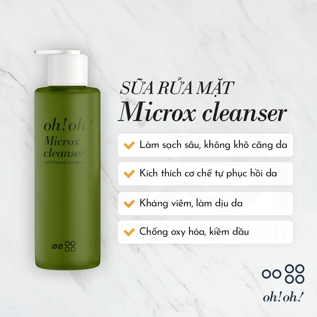 oh!oh! Microx Cleanser (with Peptide Complex) - Sữa Rửa Mặt Detox Làm Sạch Sâu Cho Mọi Loại Da