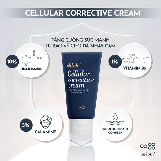 oh!oh! Cellular Corrective Cream (with 10% Niacinamide, 5% Calamine, 1% B5) - Kem Dưỡng Phục Hồi Da Tổn Thương Đa Năng
