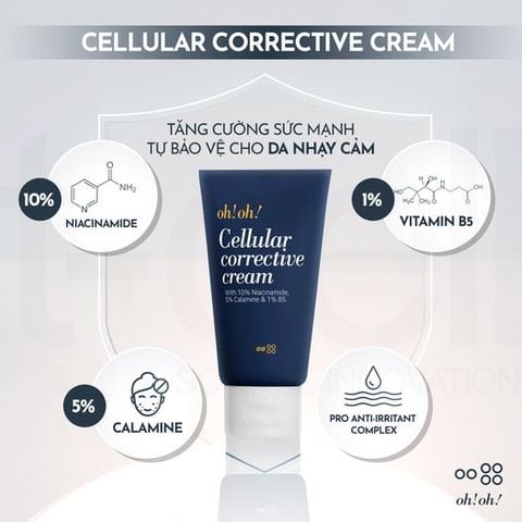 oh!oh! Cellular Corrective Cream (with 10% Niacinamide, 5% Calamine, 1% B5) - Kem Dưỡng Phục Hồi Da Tổn Thương Đa Năng