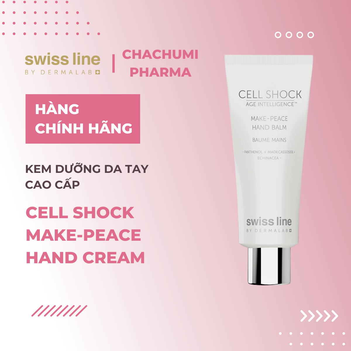 Swissline Cell Shock Age Intelligence Make-Peace Hand Balm - Kem nuôi dưỡng, bảo vệ và kháng khuẩn da tay, chống nổi gân và tăng sinh đồi mồi
