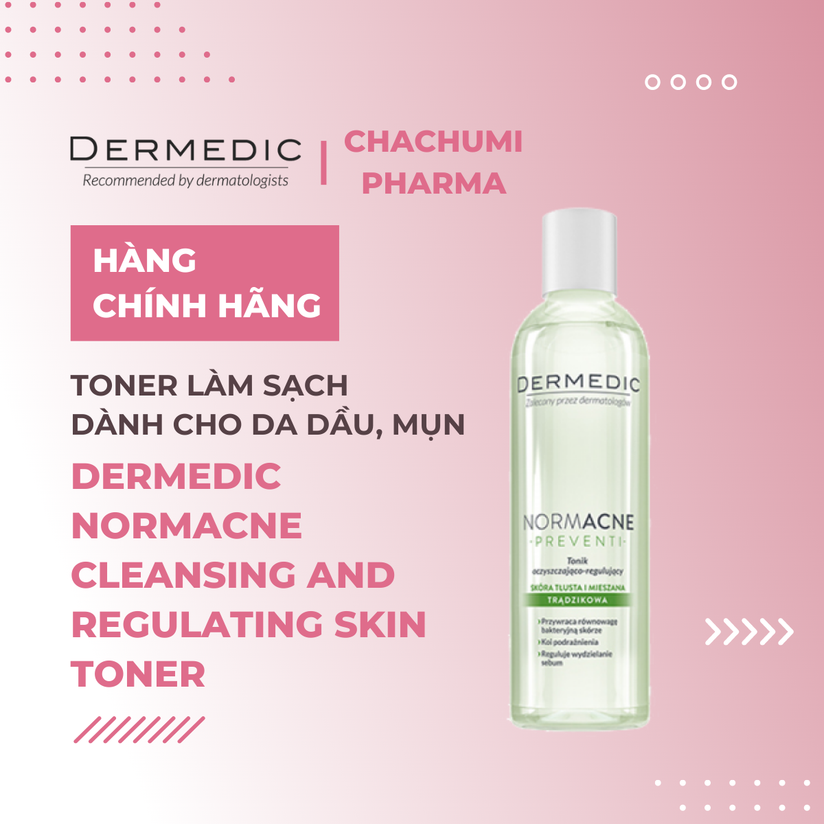Dermedic Normacne Cleansing And Regulating Skin Toner - Toner Cho Da Dầu Mụn 200ml