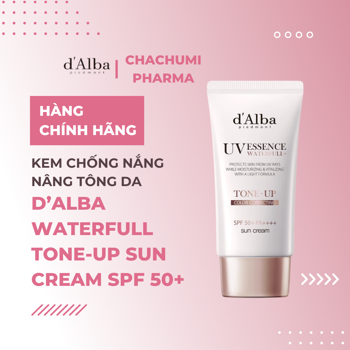 Kem chống nắng d'Alba nâng tông da Waterfull Tone-up Sun Cream SPF 50+ 50ml