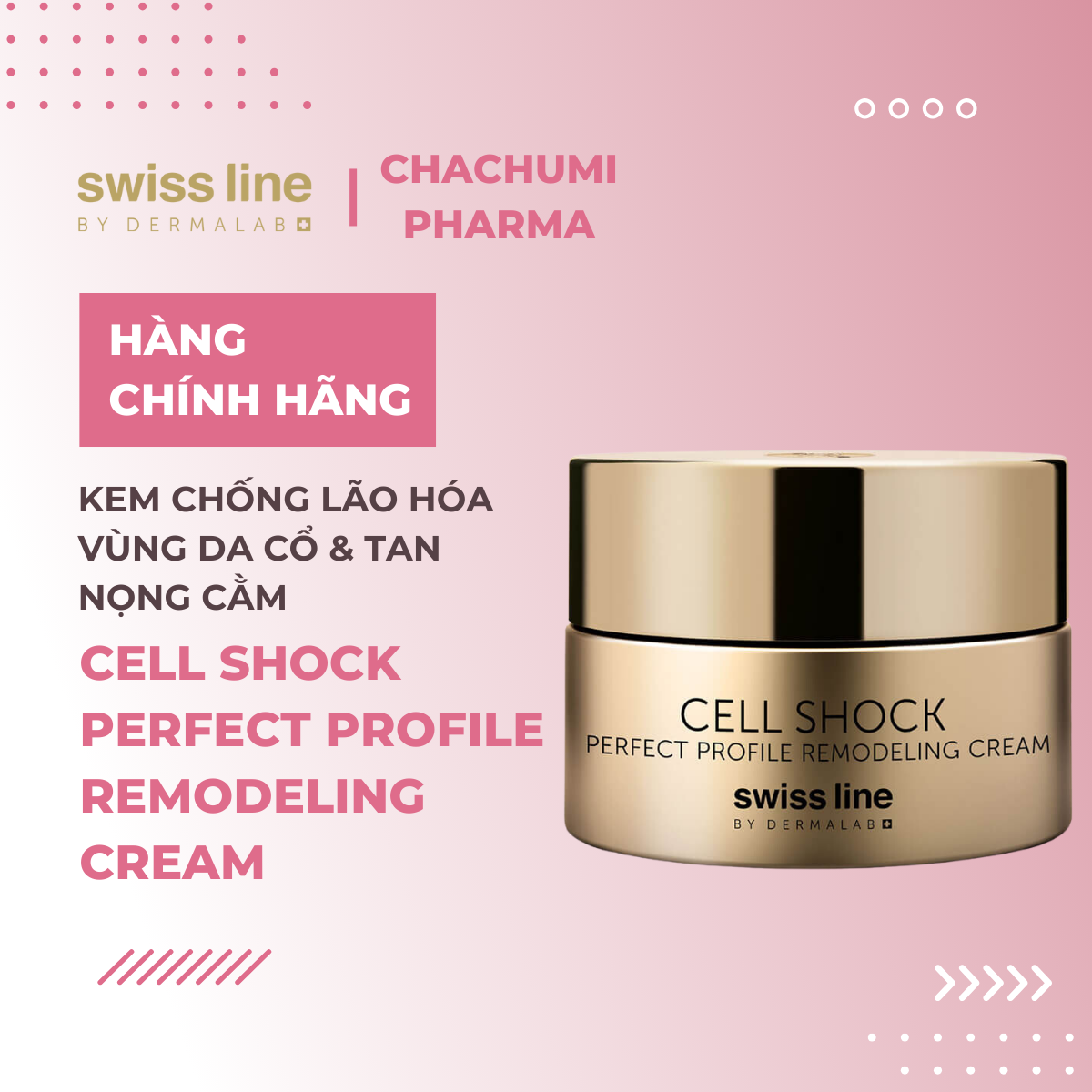 Swissline Cell Shock Perfect Profile Remodeling Cream - Kem phục hồi lão hóa vùng da cổ, săn chắc & đánh tan nọng cằm