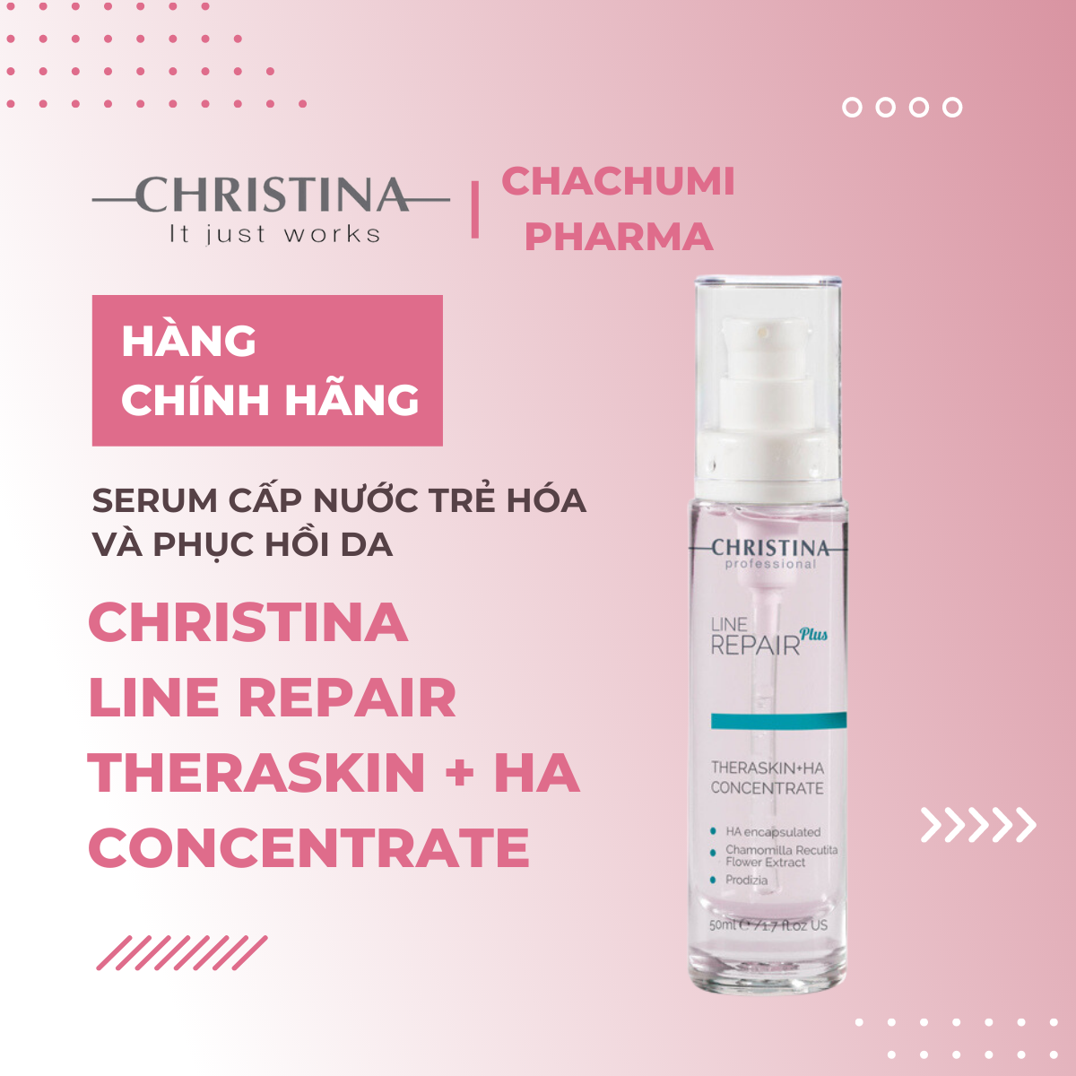 Christina Line Repair Theraskin+HA Concentrate - Serum Cấp Nước Trẻ Hóa Và Phục Hồi Da