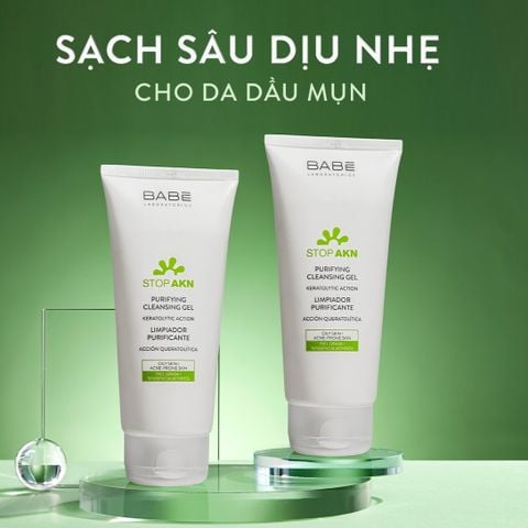 Sữa Rửa Mặt BABE Stop AKN Purifying Cleansing Gel Cho Da Dầu Mụn