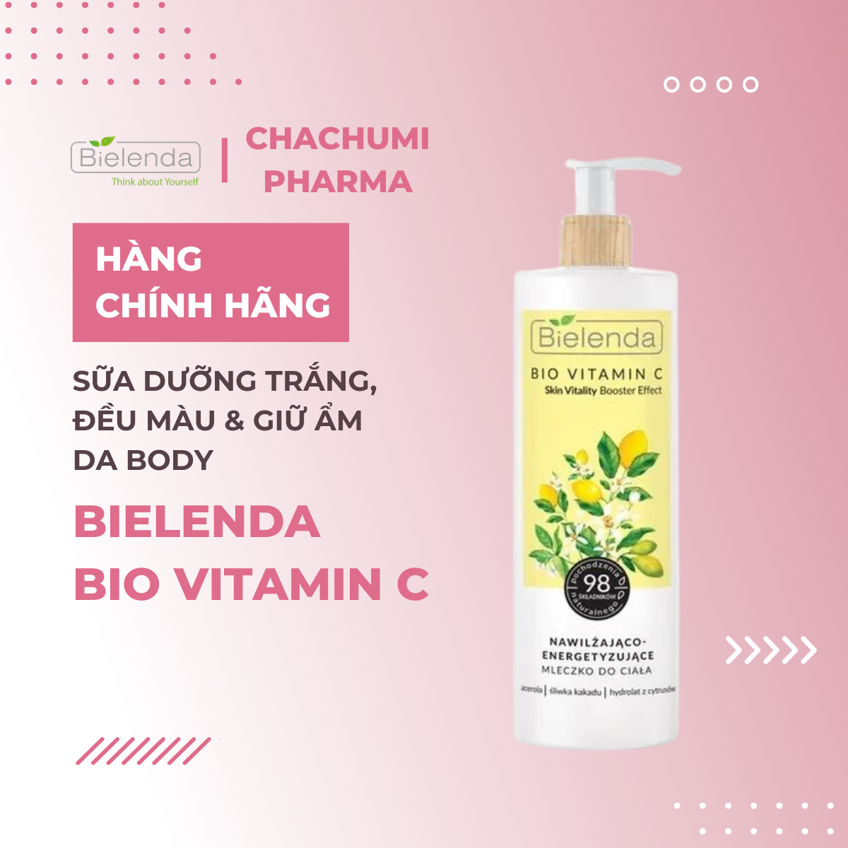 Bielenda Bio vitamin C - Sữa dưỡng trắng, đều màu & giữ ẩm da body