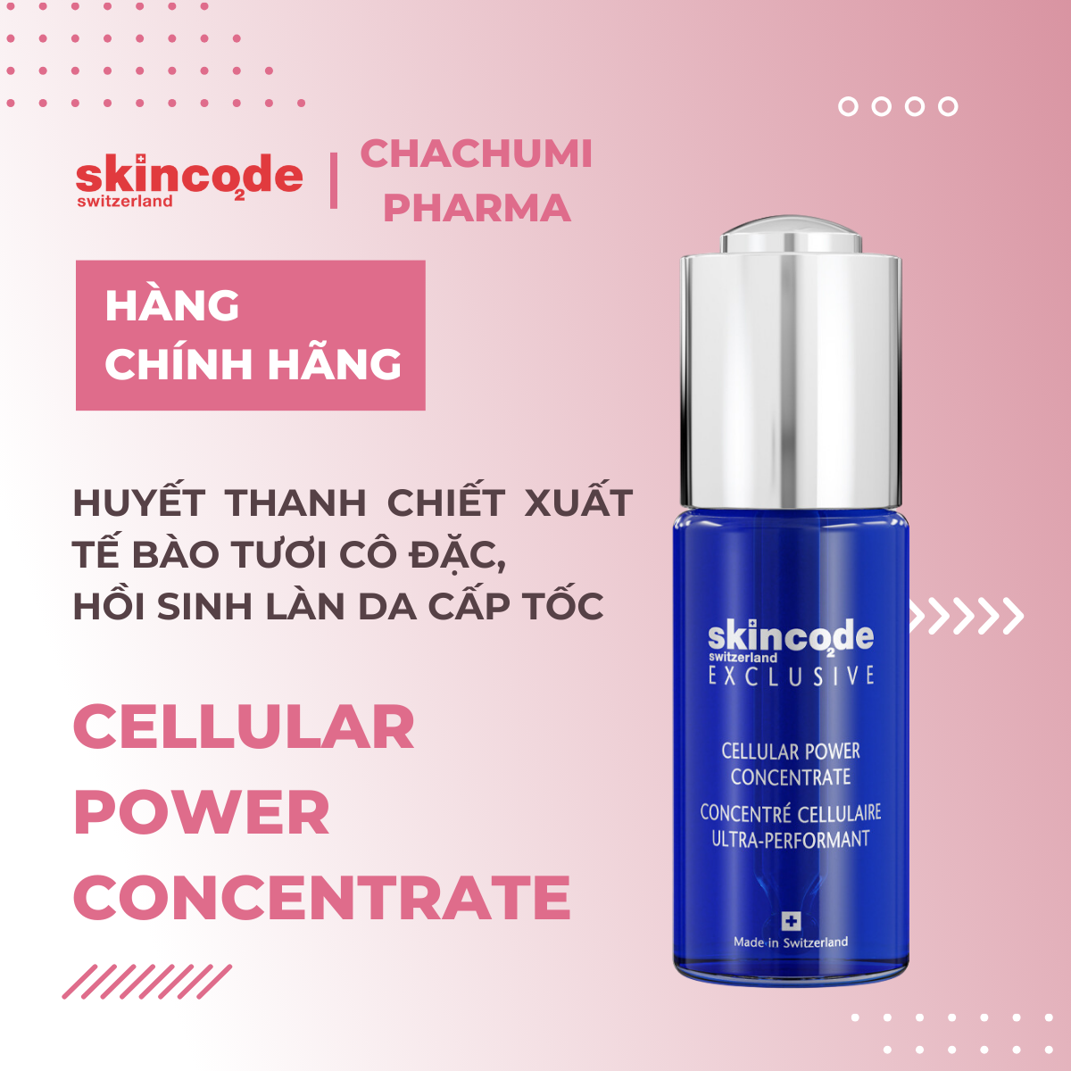 Skincode Cellular Power Concentrate - Huyết thanh chiết xuất tế bào tươi cô đặc, hồi sinh làn da cấp tốc