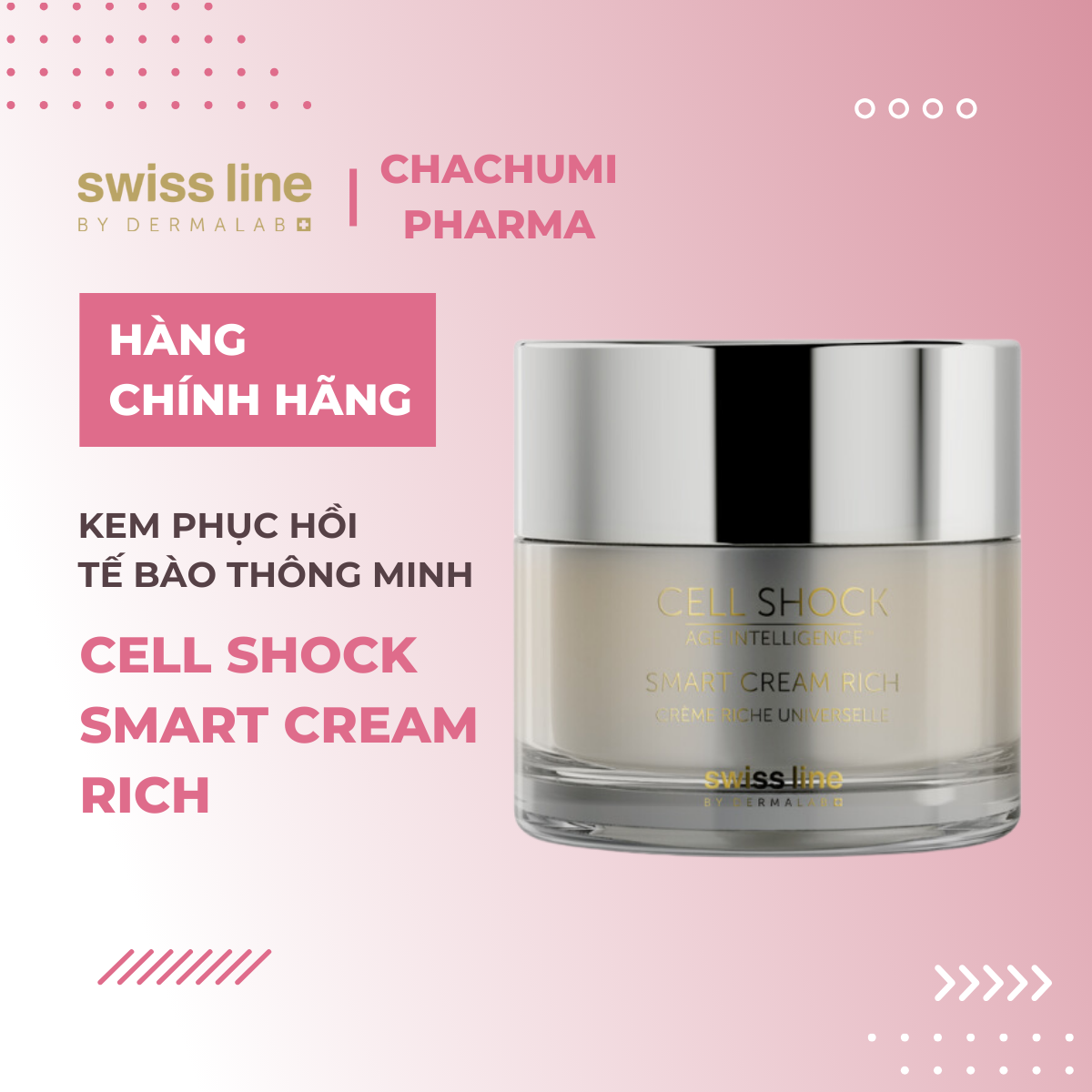 Swissline Cell Shock Age Intelligence Smart Cream Rich - Kem phục hồi tế bào thông minh, tăng cường chức năng dinh dưỡng hàng rào bảo vệ da