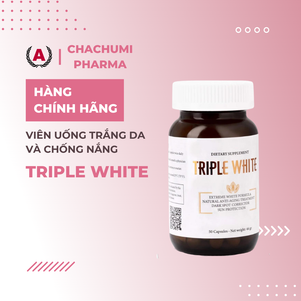 Triple White - Viên Uống Trắng Da Và Chống Nắng 50 viên