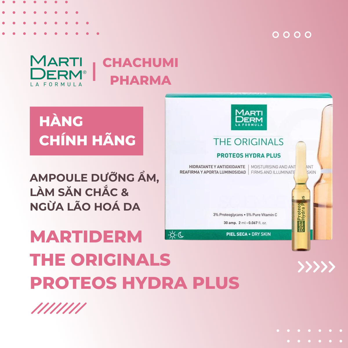 MartiDerm The Originals Proteos Hydra Plus - Ampoule Dưỡng Ẩm, Làm Săn Chắc & Ngừa Lão Hoá Da