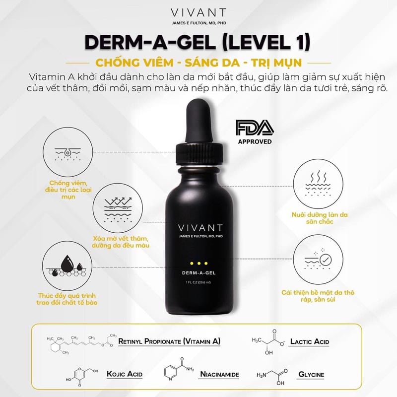 Vivant Derm-A-Gel - Serum giảm nếp nhăn, đều màu da