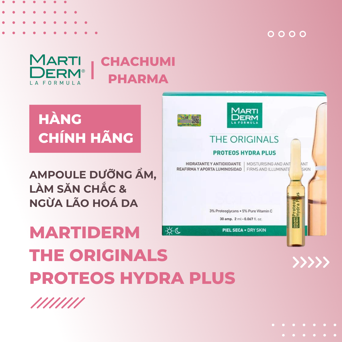 MartiDerm The Originals Proteos Hydra Plus - Ampoule Dưỡng Ẩm, Làm Săn Chắc & Ngừa Lão Hoá Da
