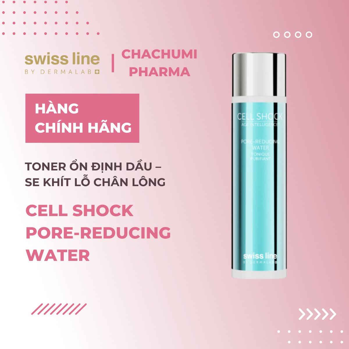 Swissline Cell Shock Age Intelligence Pore-Reducing Water - Nước cân bằng, ổn định dầu, se khít lỗ chân lông