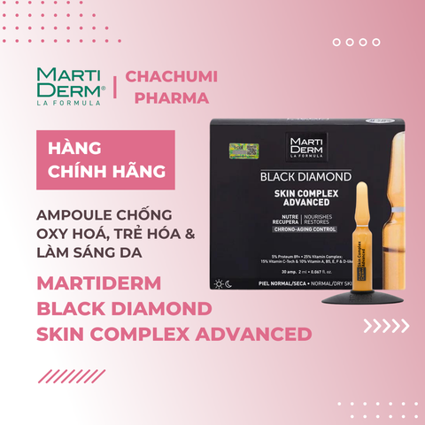 MartiDerm Black Diamond Skin Complex Advanced - Ampoule Chống Oxy Hoá, Trẻ Hóa & Làm Sáng Da