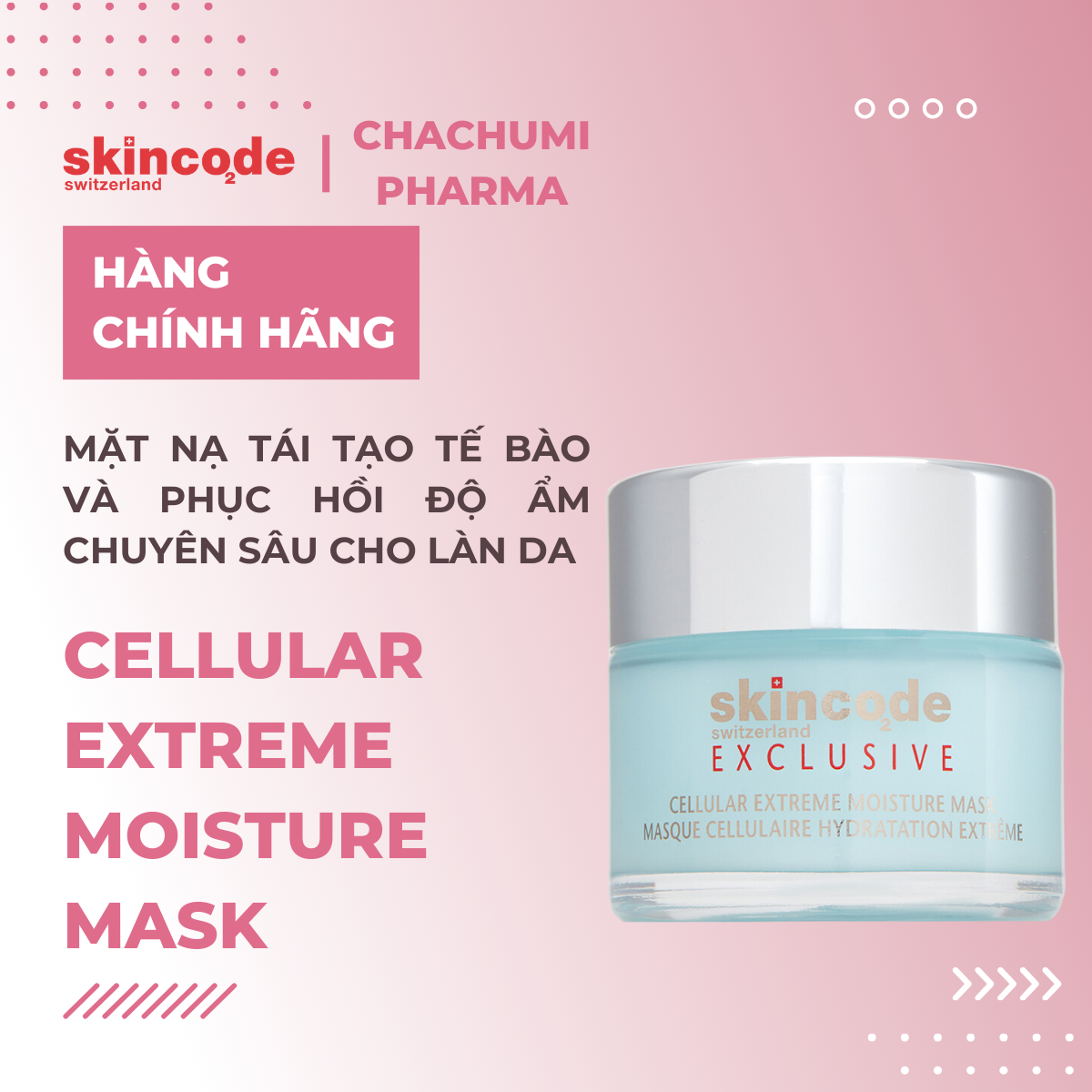 Skincode Cellular Extreme Moisture Mask - Mặt nạ siêu năng lượng, tái tạo tế bào và phục hồi độ ẩm chuyên sâu cho làn da