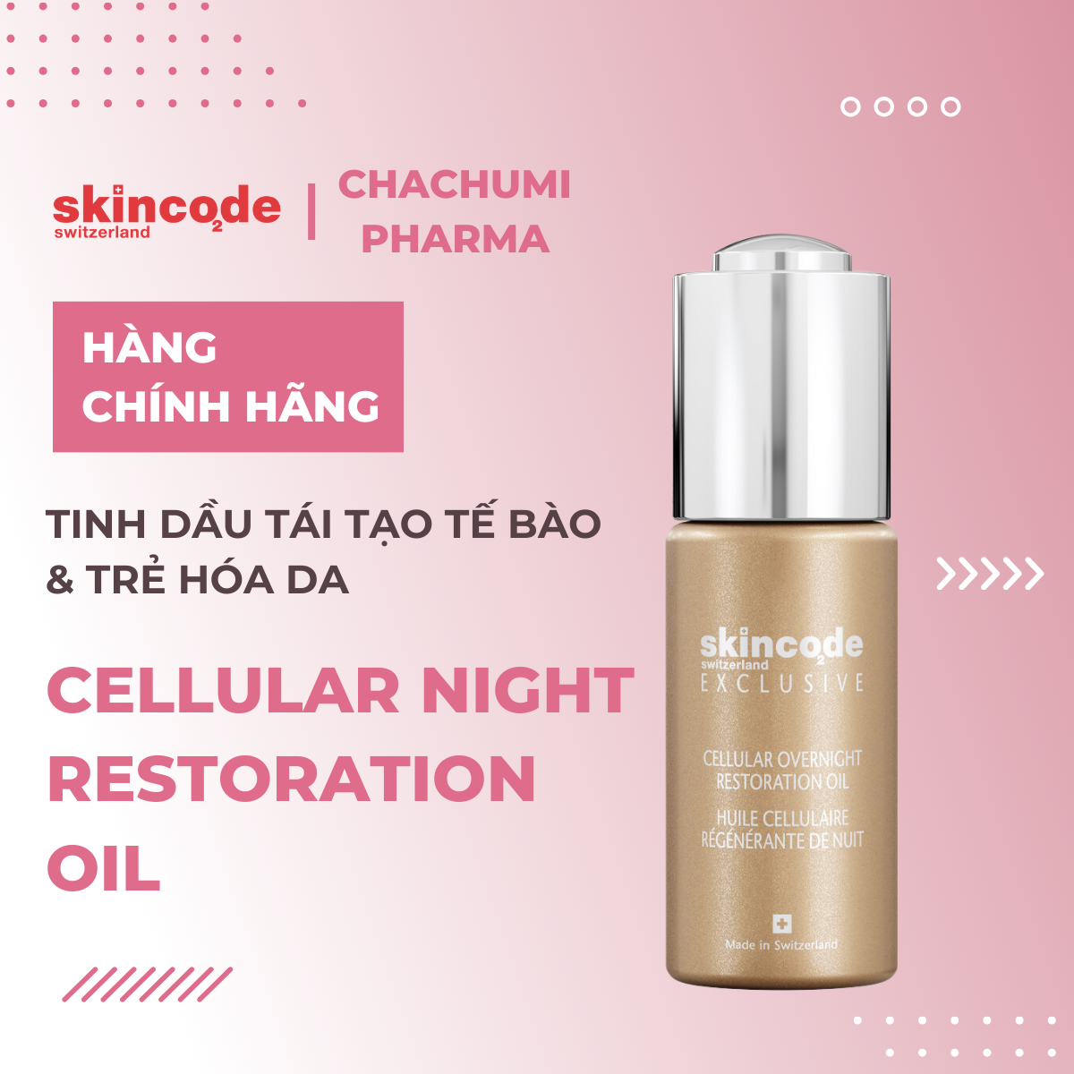 Skincode Cellular Night Restoration Oil -Tinh dầu nuôi dưỡng, tái tạo tế bào, phục hồi & trẻ hóa da toàn diện ban đêm
