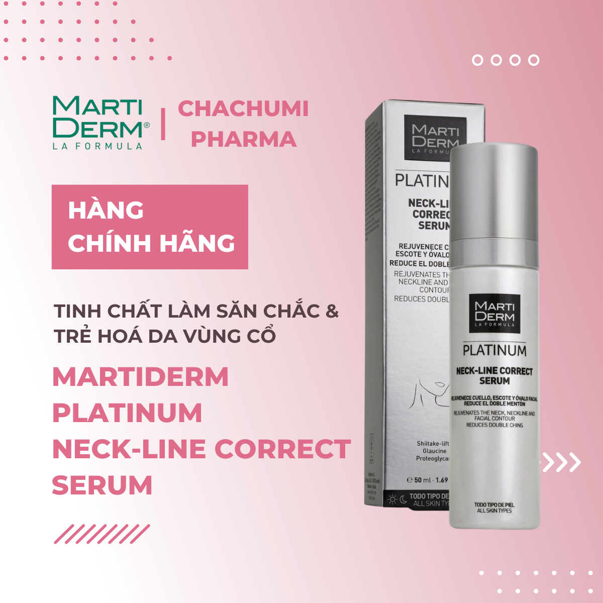 MartiDerm Platinum Neck Line Correct Serum - Tinh Chất Làm Săn Chắc & Trẻ Hoá Da Vùng Cổ