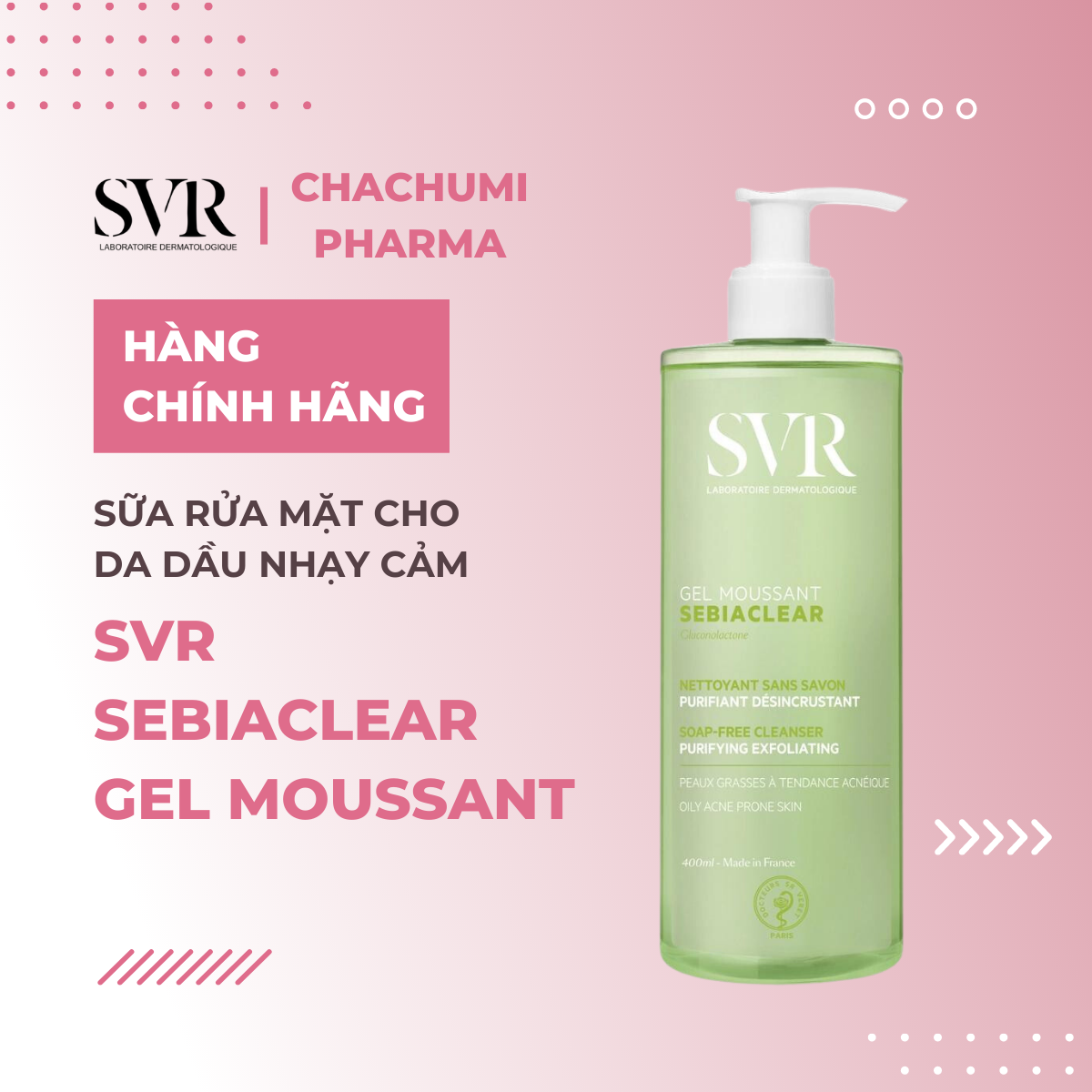 SVR SEBIACLEAR GEL MOUSSANT - Gel rửa mặt cho da dầu mụn