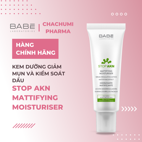 Kem Dưỡng BABE Stop AKN Mattifying & Repairing Moisturiser Cho Da Dầu Mụn 50ml