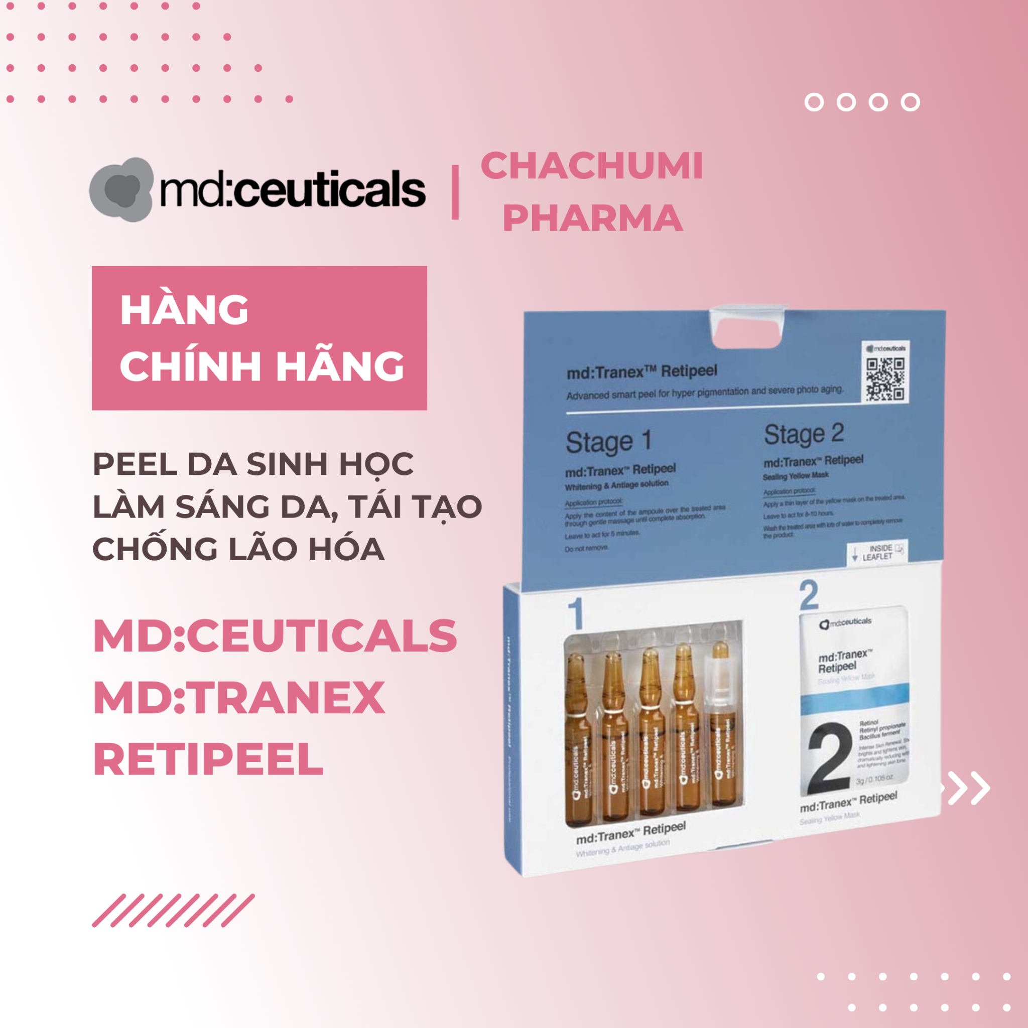 Md:Ceuticals Tranex Retipeel - Bộ Peel Thay Da Chuyên Nghiệp