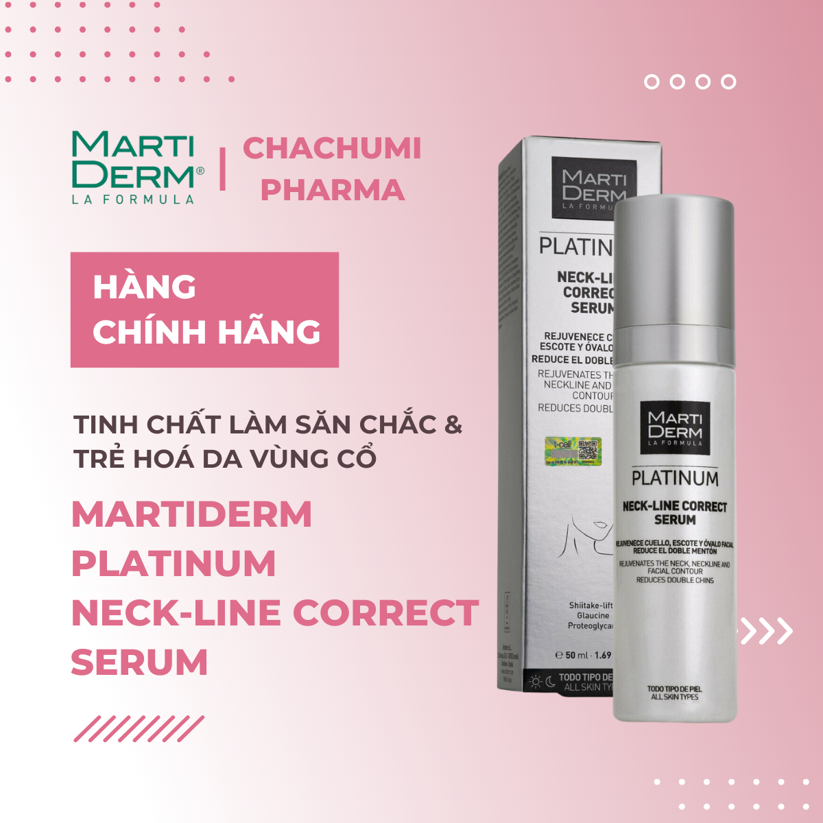 MartiDerm Platinum Neck Line Correct Serum - Tinh Chất Làm Săn Chắc & Trẻ Hoá Da Vùng Cổ