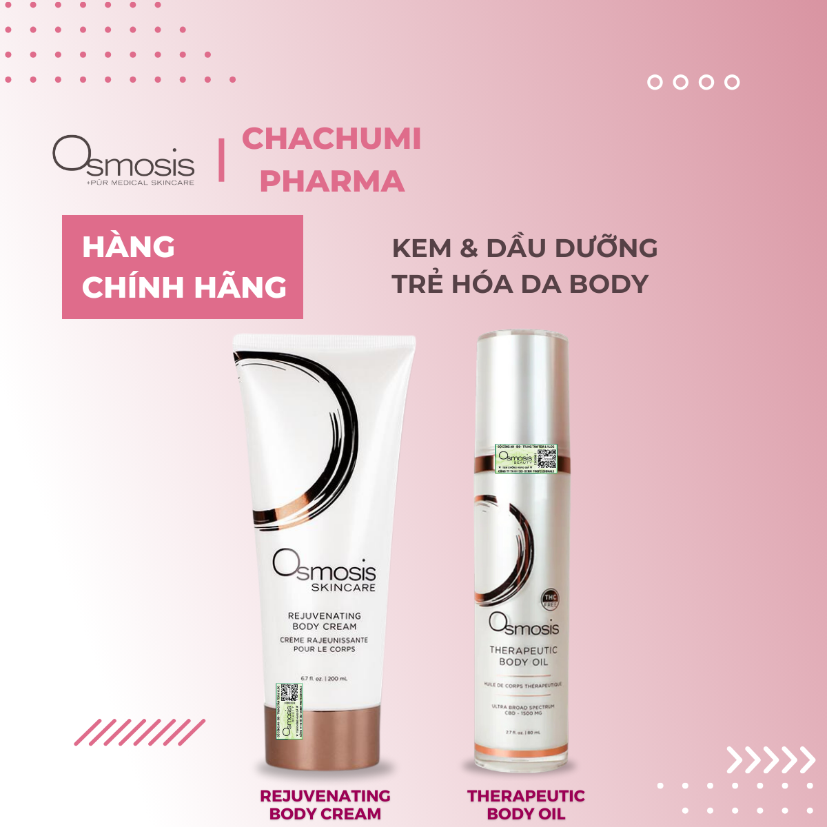 Osmosis Rejuvenating Body Cream - Therapeutic Body Oil - Kem & Dầu Dưỡng Trẻ Hóa Da Body