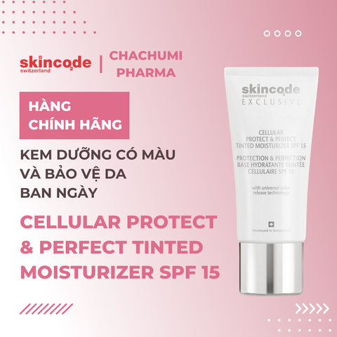 Skincode Cellular Protect & Perfect Tinted Moisturizer SPF 15 ( NEW ) - Kem dưỡng có màu tạo nền trang điểm và bảo vệ da ban ngày chỉ số chống nắng SPF 15