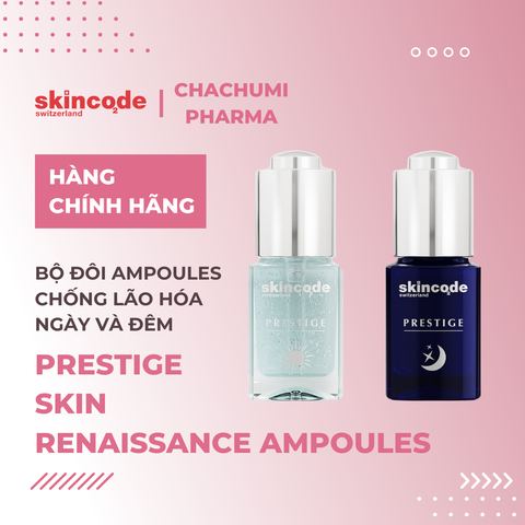 Skincode Prestige Skin Renaissance Ampoules - Bộ đôi Ampoules ngày và đêm ""Đảo chiều lão hóa"" khôi phục tuổi thanh xuân của làn da"