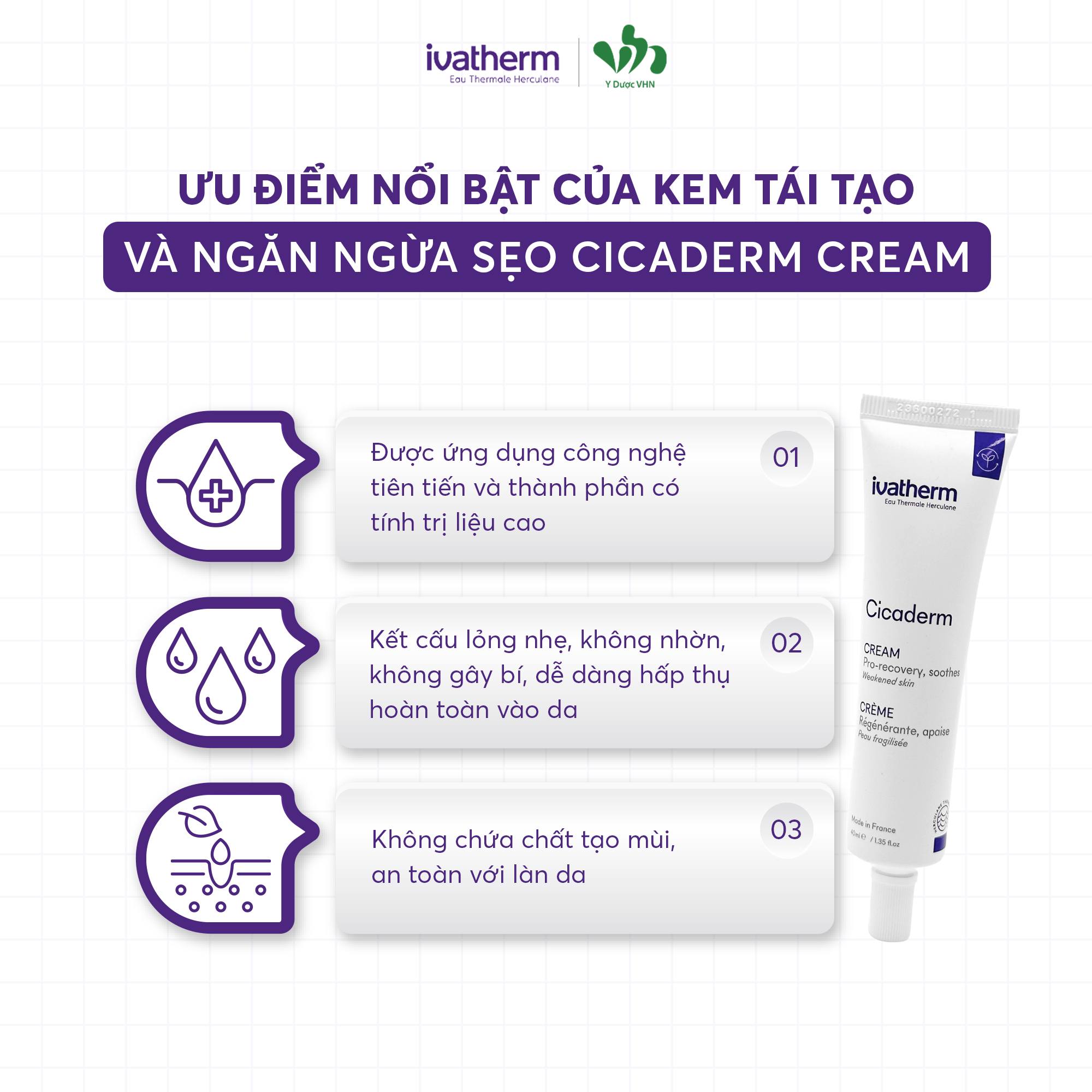 Ivatherm Cicaderm Kem Tái Tạo & Phục Hồi Tổn Thương 40ml (Gel Sẹo)