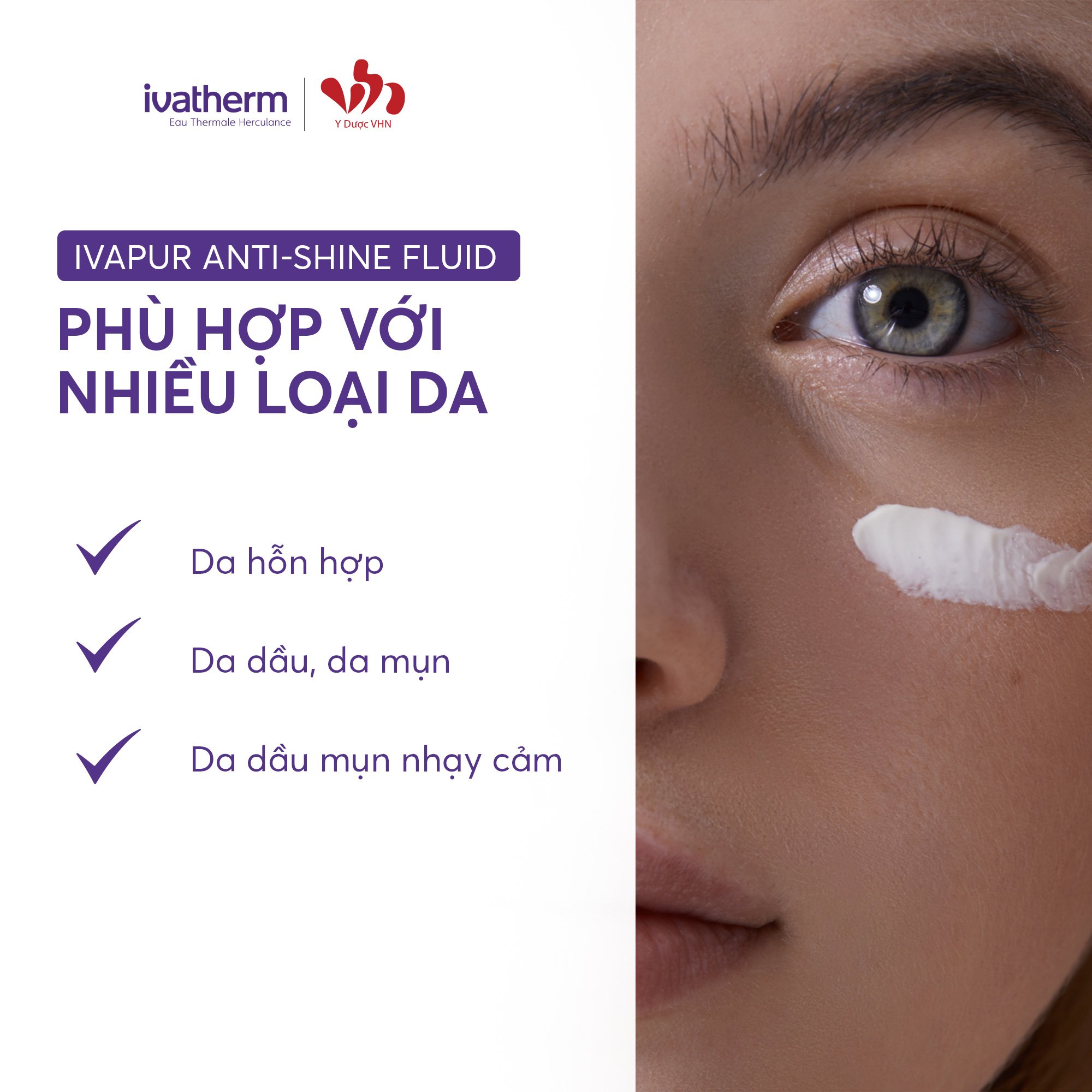 Ivatherm IVAPUR Anti-Shine Fluid - Kem chống nắng kiềm dầu SPF50+ 50ml