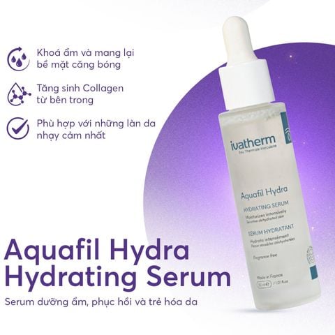 Ivatherm Aquafil Hydra Hydrating Serum - Tinh chất dưỡng ẩm phục hồi và trẻ hoá  30ml