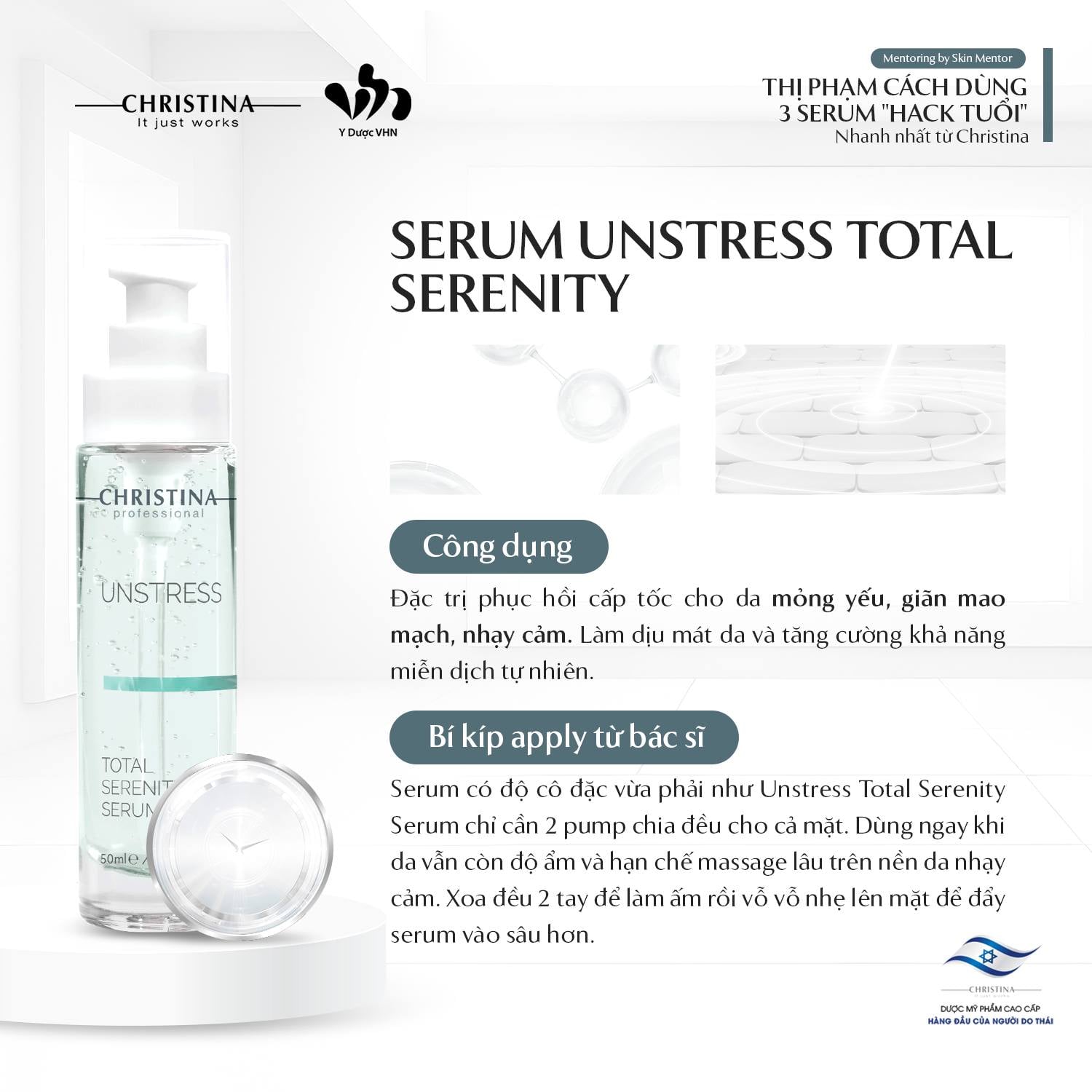 Serum Christina Unstress Total Serenity Serum Phục Hồi, Căng Bóng Da 50ml